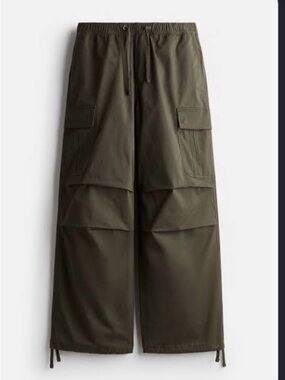 H&M Olive Green Cargo Wide-Leg Pants